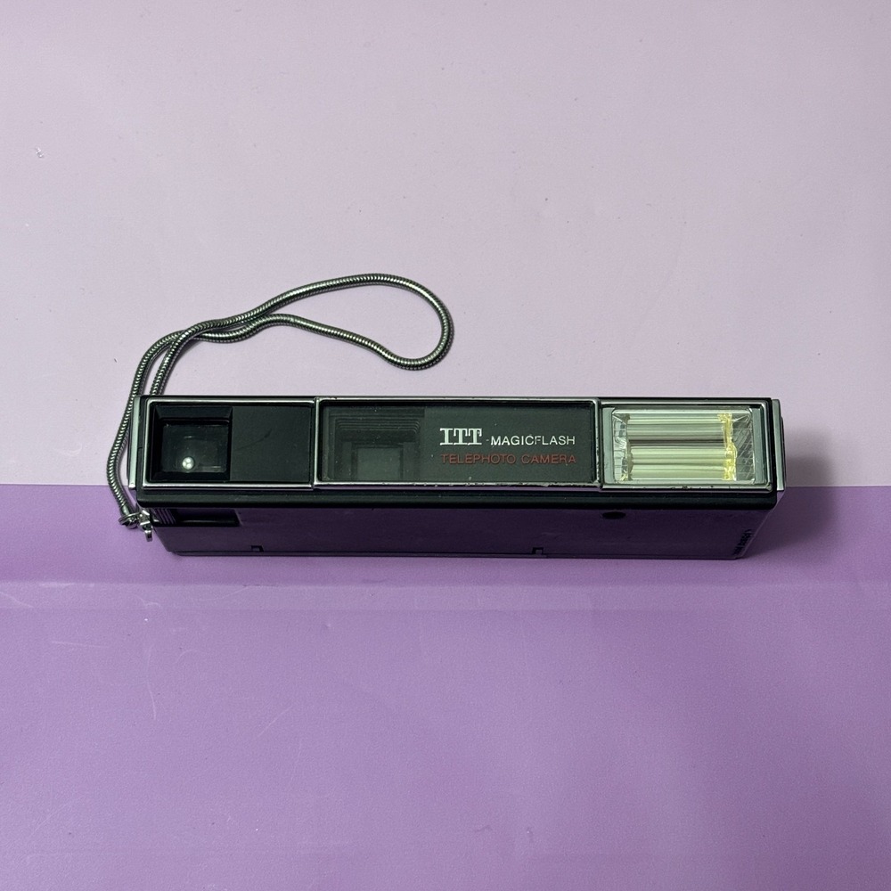 ITT Magicflash Telephoto 110 Film Camera Black Built-In Flash Vintage 1979 Untes